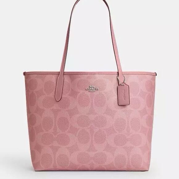 NWT Coach City Tote Bag In Signature Canvas CAL49 Dusty Pink - Picture 8 of 13